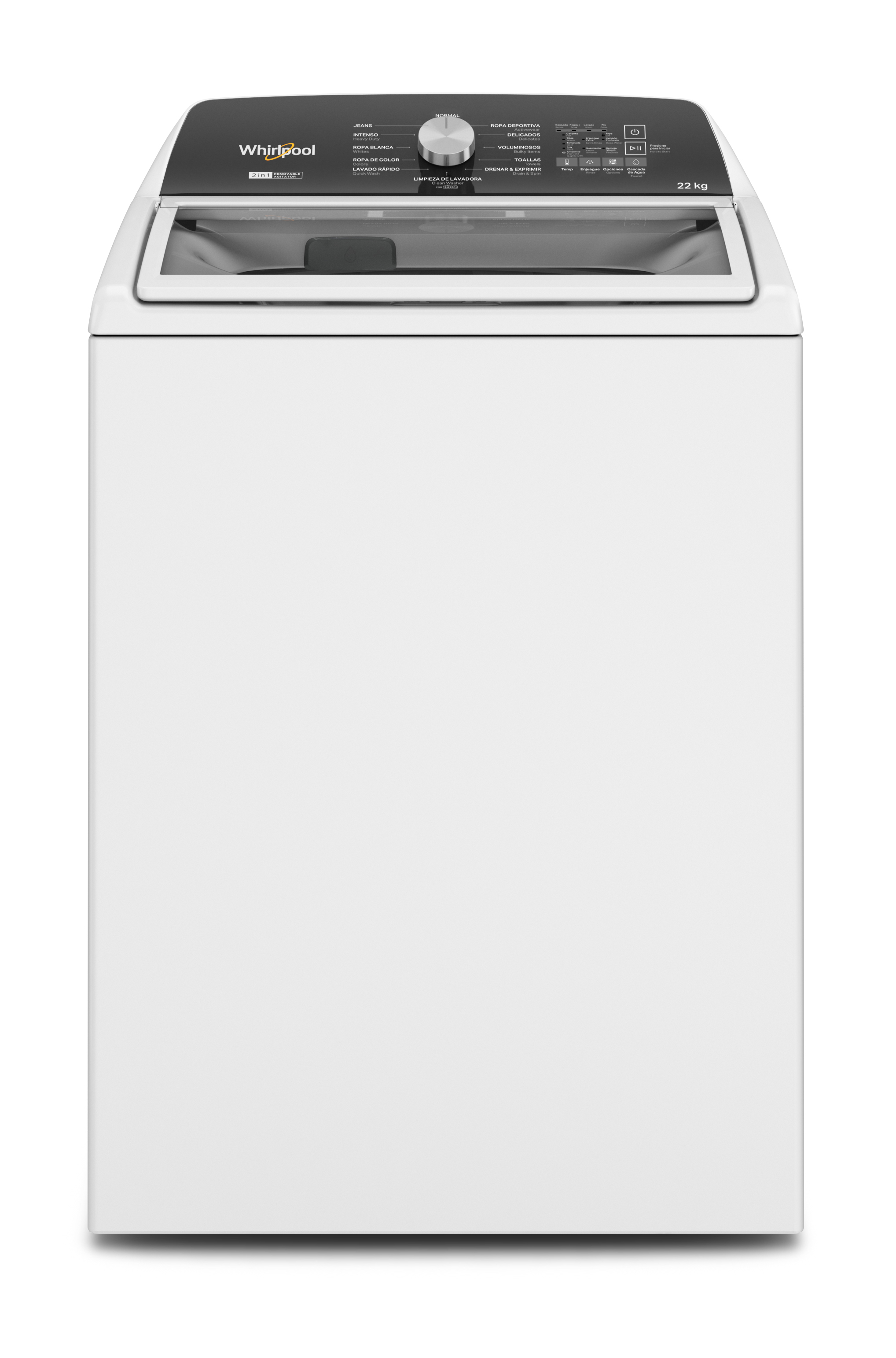 Lavadora 22kg Carga Superior Agitador 2 en 1 con Cascada de Agua Blanco