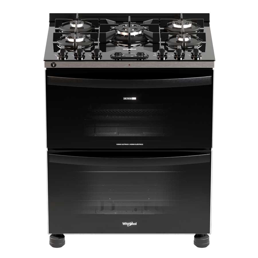 Estufa de Gas Xpert Air Cooking Doble Horno con 5 quemadores Acero Inoxidable Negro